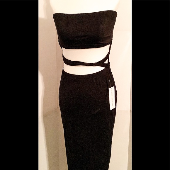 Black 2 piece Bandeau top and midi skirt - Picture 3 of 3